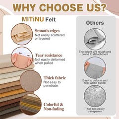 MITINU 12 Rolls 8″x35″(20.5x90cm) 1.4mm Thick Soft Felt Fabric Sheet 12 Assor…