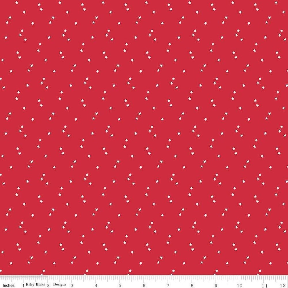 1/4 Yard 9×42 Riley Blake “Seasonal Basics” Stars Red 4th Of July Quilt Cotton