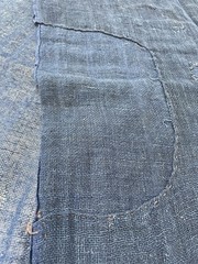 Antique Japanese BORO Indigo Kaya Mosquito Net Fabric Faded Distressed Blue 74″