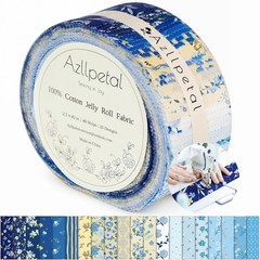 Blue Jelly Roll Fabric PreCut Cotton Strips Quilting 2.5×45″ 40 Pcs Floral