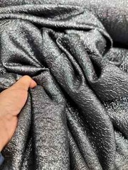 “Charcoal Metallic Brocade Fabric with Embossed Design – Sold by the Meter for E