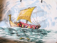 Exciting Vintage Sailing Ship Scenes Quality Cotton 2.33 yds 35″ Wide