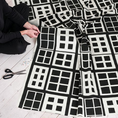 IKEA BROKAKLEJA Pre-cut Fabric Black Geometric 59×118″ 306.081.53-NEW