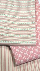 Vintage Primitive Pink Rose Stripe Ticking Lattice Quilt Doll Calico Fabric Lot