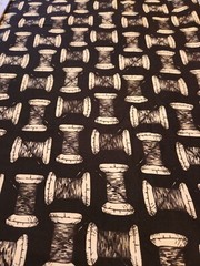 Knit Fabric Thread/Spool Print Navy Background Two Yards