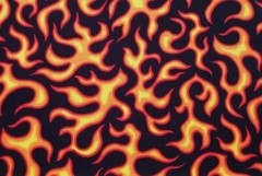 FIRE FLAMES Cotton Fabric ORANGE on BLACK- Race Car Motorcycle Craft Quilt FQ