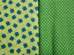 Lot (2) 3 Yard Cuts St Pattys Green Clovers Dots Circles Glitter Cotton Fabrics