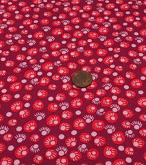“Bright Eyes” Red Lavendar on Purple *FreeSpirit * 100% Cotton Remnant* 22″ x 8″