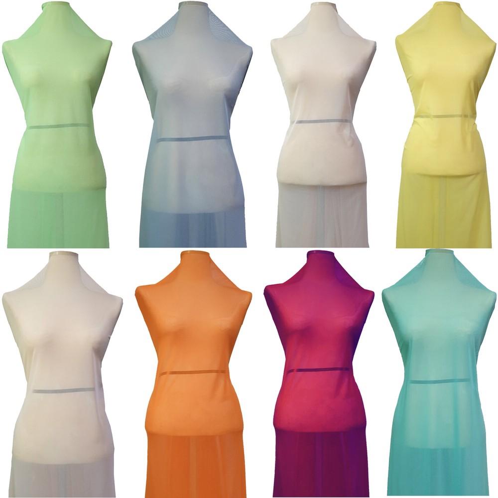 Soft Power Mesh Tulle 4-way Spandex stretch Fabric Sheer Net Dresses Bridal 44″w
