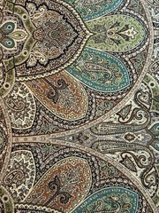 Zulaika Brown, Blue, Teal Paisley Fabric 4 Yards Total