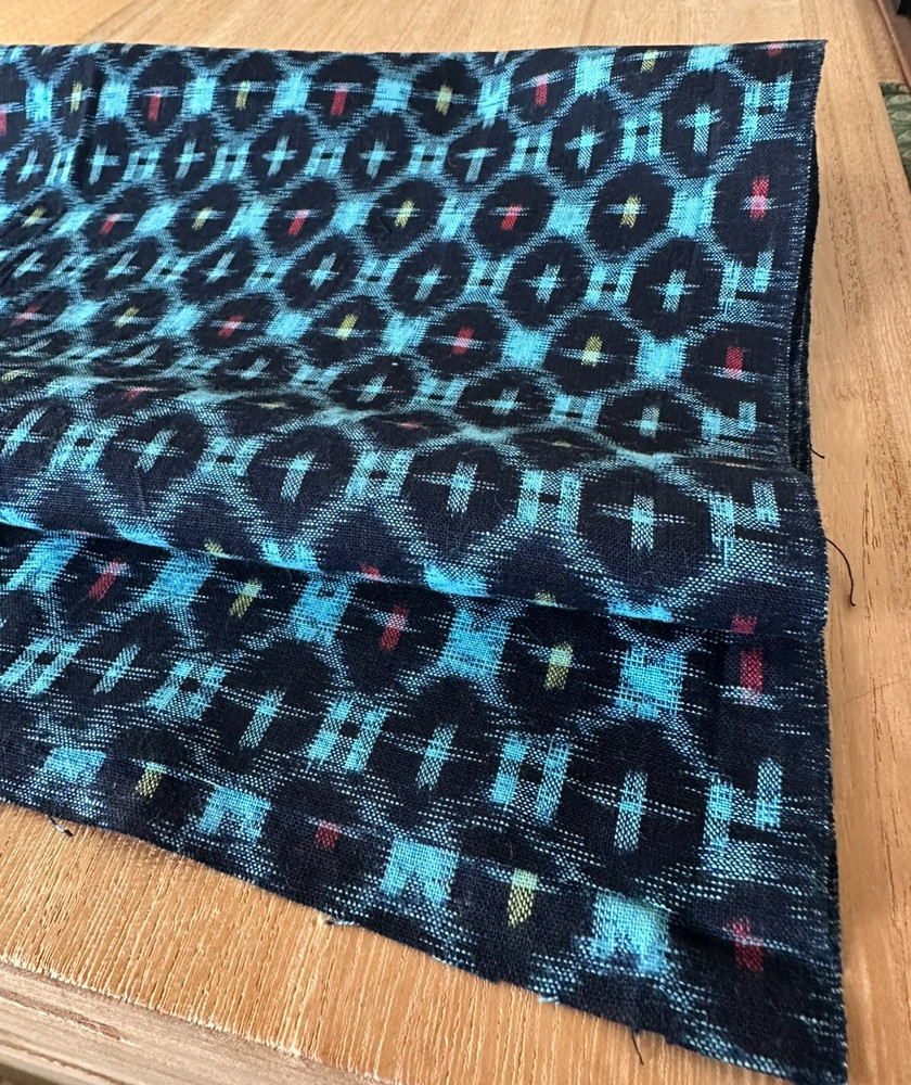 Japanese Kasuri Indigo Cotton Fabric Vintage Textile Remnant 53in Boro Sashiko