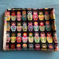 AEK Fabric “Matryoshka Dolls” #12197 18″X43″ Black with Colorful Nesting Dolls