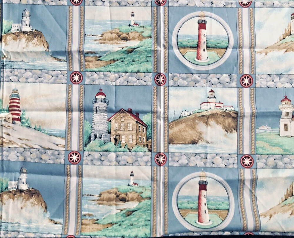 Coast Line Coastal Scenes Lighthouse Patches /Squares by P&B Textiles BTHY