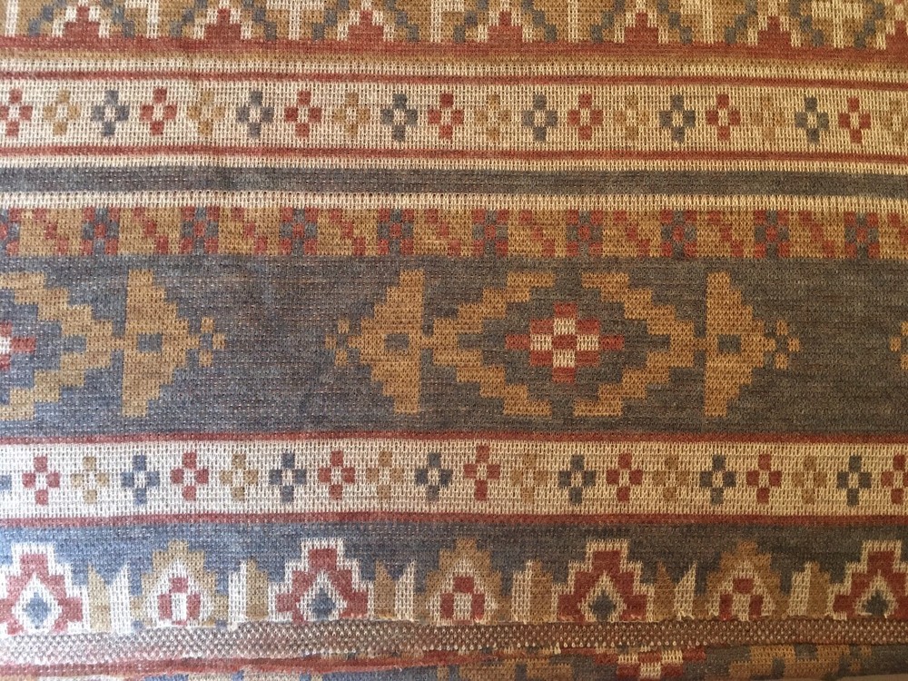 Southwest Muted Colors Knit Fabric Blue Brown Red Gray 2 Yards 45” Wide