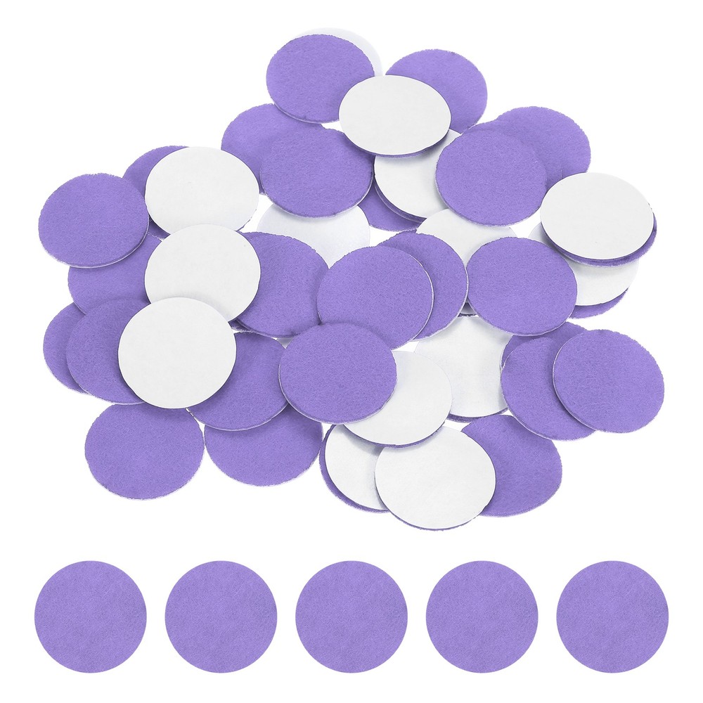 50 Pcs Adhesive Felt Circles, 1.5″ Round Non-Woven Felt Stickers, Light Purple