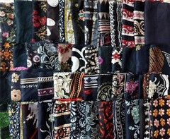 ON Vintage 50 Pcs Recycled Silk Sari Remnants 10″X10″ Fabric Scraps Black