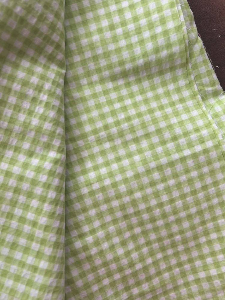 3.33 yds of Lime Green Check Seersucker Cotton/Polyester Blend Fabric 45″ wide