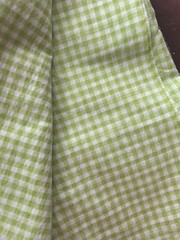 3.33 yds of Lime Green Check Seersucker Cotton/Polyester Blend Fabric 45″ wide