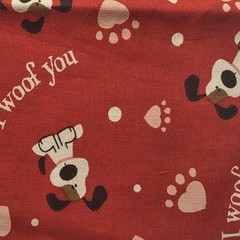 (2) Fat Quarters “I Woof You” Valentines Cotton Fabric (approx 17.5 x 22″)