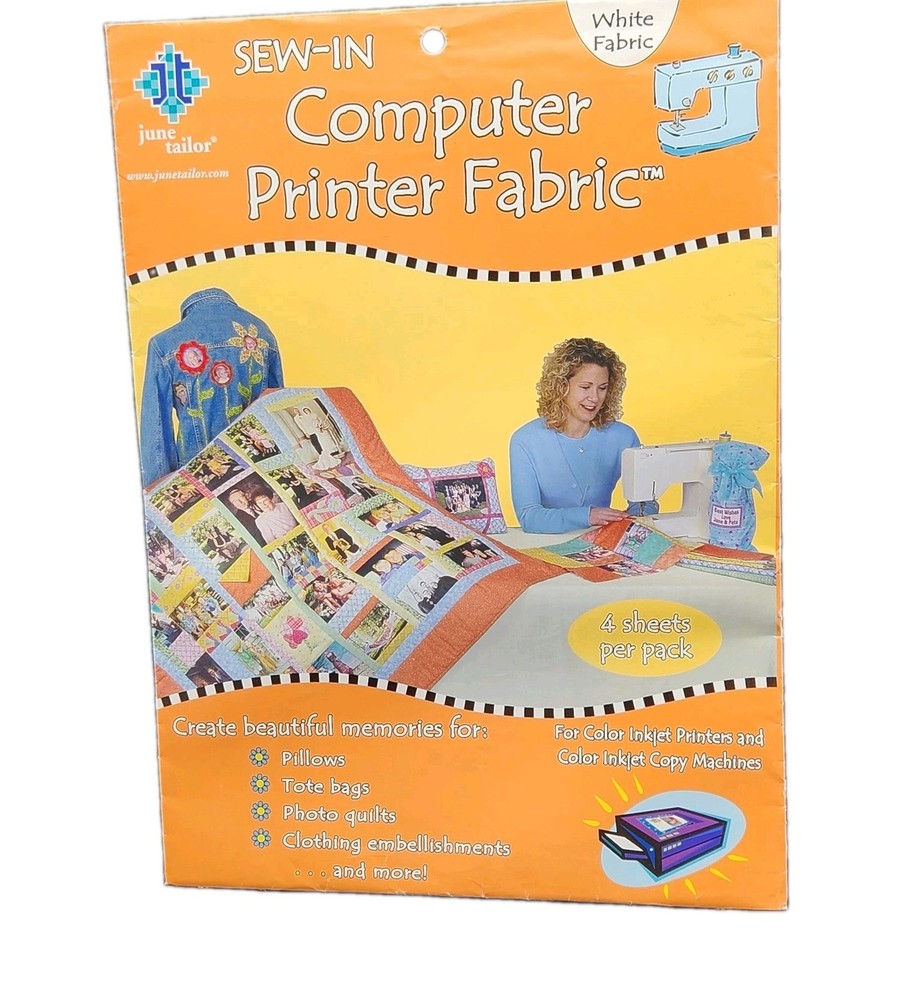 Sew-In Computer Printer Fabric from June Tailor White 4-pack 8.5″ x 11″ JT-901