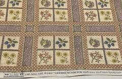 Vtg Floral Fabric By Debbie Mumm For SSI Grid Pattern Muted Lavender Cream BTHY