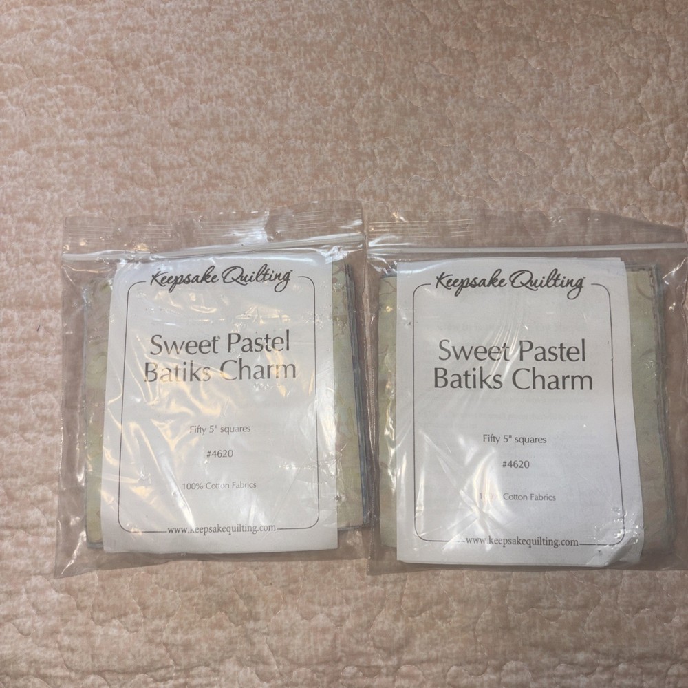 KQ Sweet Pastel Batiks Charm. 50 Pieces. 5” Squares Total 100 Squares W/ 2 Pack