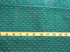 1 yd 100% Cotton Fabric Green with White Ivy & Red Berries in Diamonds