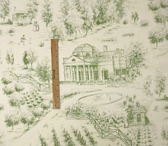 VINTAGE KRAVET MONTICELLO TOILE SAGE GREEN 100% LINEN FABRIC BY YARD 53.5″W