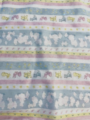 VTG Novelty Baby Animal Puppy Chicks & Bunny Muted Pastel Stripes BTFQ
