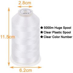 New brothread – Single Huge Spool 5000M Each Polyester 5500 yards, White-001