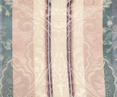 VTG MED TO HEAVY WEIGHT PINK & BLUE STIPED DAMASK UPHOLSTERY FABRIC 18 YDS TOTAL
