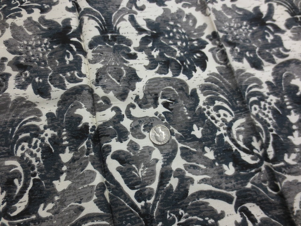 714. BLACK/CREAM PRINT Home Decor or Craft Rayon/Acetate Fabric–45″x 1 3/8 Yds.