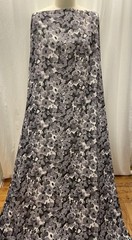 Cotton Poly Blend Floral Black Gray White Color Fabric By The Yard 56″ Wide