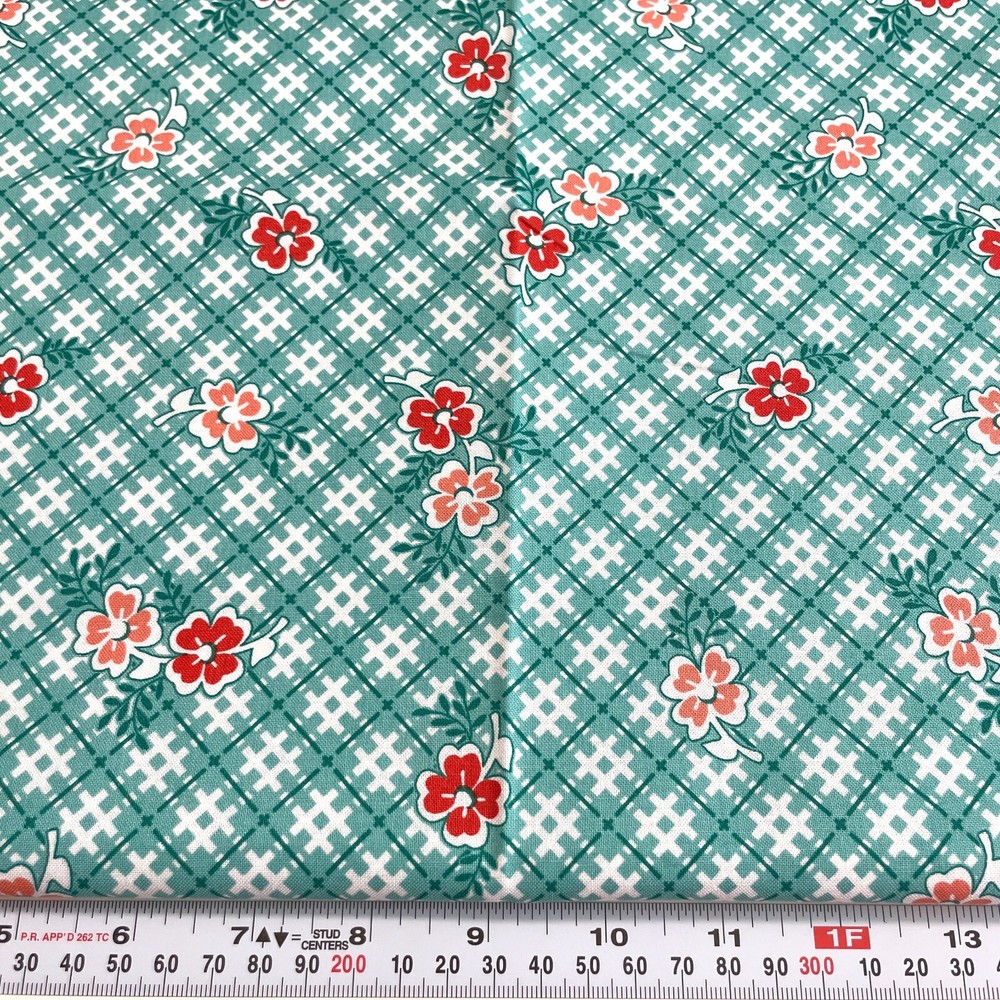 One Room Schoolhouse 2016 RJR Fabrics Florals Teal Cotton by the Half Yard