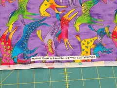 LAUREL BURCH Fabric MYTHICAL HORSES For CLOTHWORKS NEW Rare (1) Yard Purple
