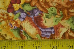 By 1/2 Yd, Fall Harvest Scenes on Gold & Brown Quilt Cotton, MMfab/Carter, M6489