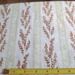 Floral Cotton Fabric French Bistro 36″ X 42″ Michelle Blackhurst Green Stripe