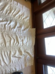 FAUX SILK EMBROIDERED~DRAPERY UPHOLSTERY Sold By The Yard – Bone / Ivory