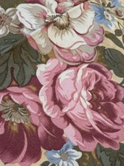 Bed Of Roses Fabric Floral Mauve Pink Green Gold Blue French Country 54″X 2 Yrd+