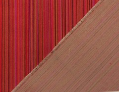 KNOLL TEXTILES STRAIE STRIPE BLUSH PINK ORANGE EPINGLE VELVET FABRIC 1 YARD 53″W