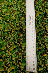 Green Tan Art Nouveau Flower Buds Beth Ann Bruske 2.25Y x 44″W David Textiles