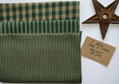 3 GREEN Check and Ticking Stripe Fat Quarters 100% Cotton Fabric
