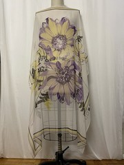 100% Silk Chiffon Large Watercolor Floral Purple Yellow Fabric By The Panel 45″