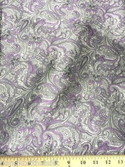 Paisley Print NON-STATIC Viscose Satin Feel Material Fabric BTY -Purple Gray