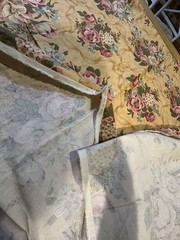 Bed Of Roses Fabric Floral Mauve Pink Green Gold Blue French Country 54″X 2 Yrd+