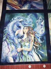 Fabric Unicorns Fantasy Wild Morningmoon Cotton 21″x24″ 4 Square Panel KAUFMAN