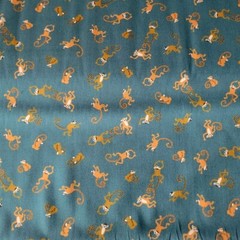 Little Adorable Lemur Monkeys on Teal – So Cute! From Japan, Cotton Shirting
