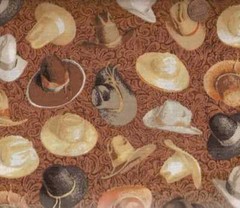 Cowboy hats tan tooled leather look western fabric