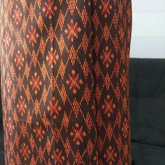 Antique Silk100%Thai Pattern Hand Woven Fabric Brown Orange Cloth/Skirt Crafting