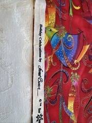 Holiday Celebrations By Laurel Burch Birds Christmas Red & Purple Fabric 2 Yards